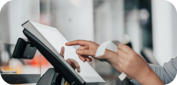 checkout tablet at a store or restaurant. 